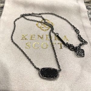 Kendra Scott Elisa Necklace in Gunmetal Drusy Black